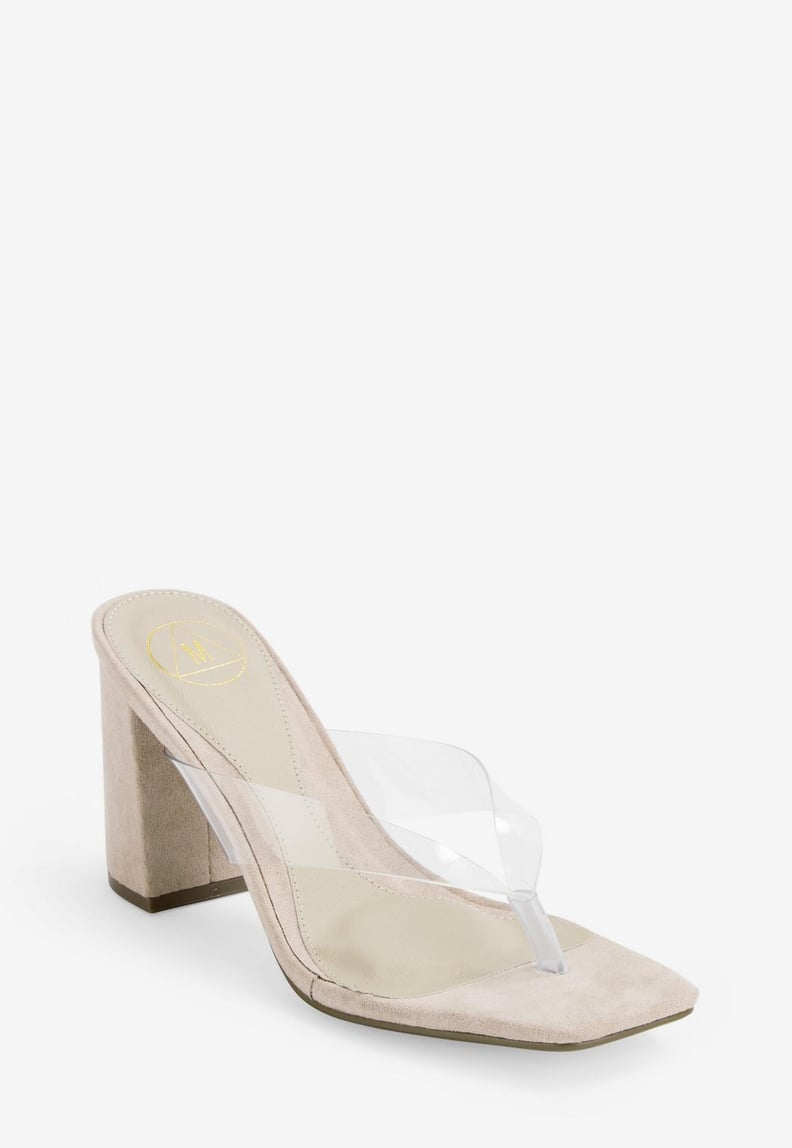 Missguided Nude Clear Thong Mid-Heel Mules