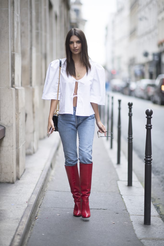 With Structured Denim and Knee-High Statement Boots