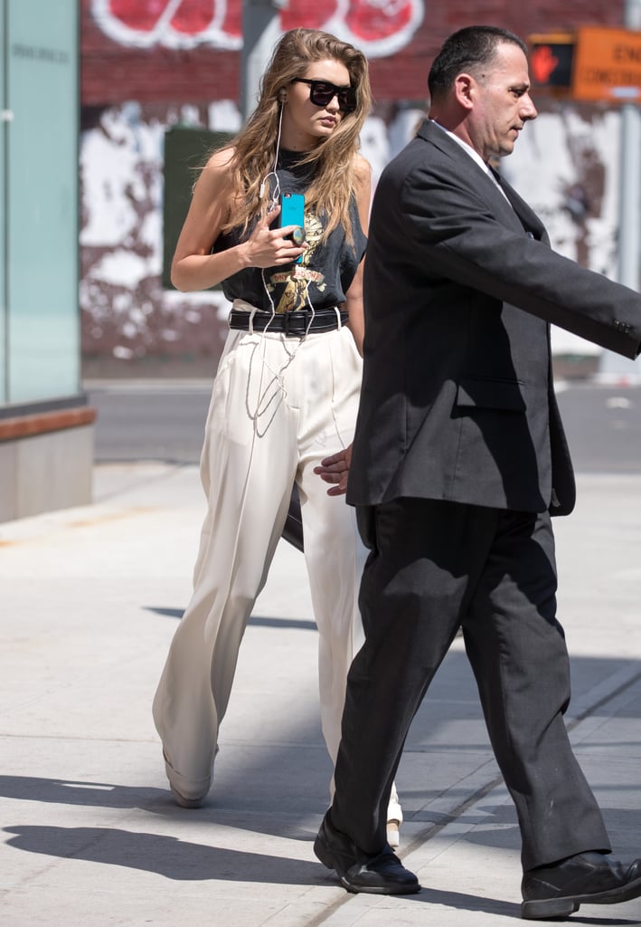 Gigi Hadid in High-Waisted Pants | POPSUGAR Fashion