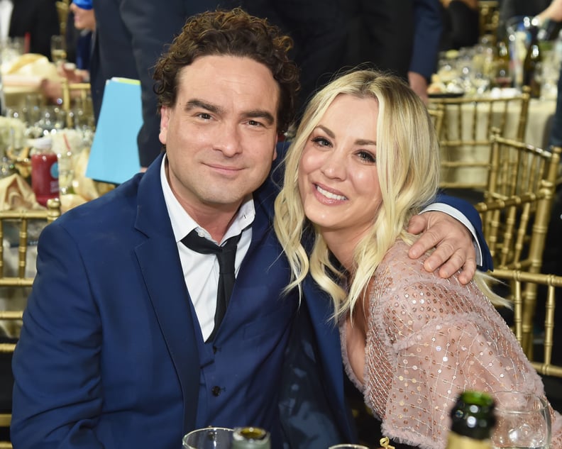 SANTA MONICA, CA - JANUARY 11:  Actors Johnny Galecki (L) and Kaley Cuoco attend The 23rd Annual Critics' Choice Awards at Barker Hangar on January 11, 2018 in Santa Monica, California.  (Photo by Kevin Mazur/WireImage)