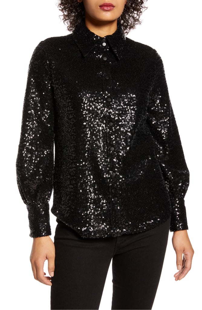 Halogen x Atlantic-Pacific Bishop Sleeve Sequin Shirt