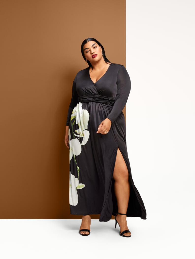 Altuzarra for Target Women's Plus Size Floral Print Long Sleeve V-Neck Maxi Dress in Black