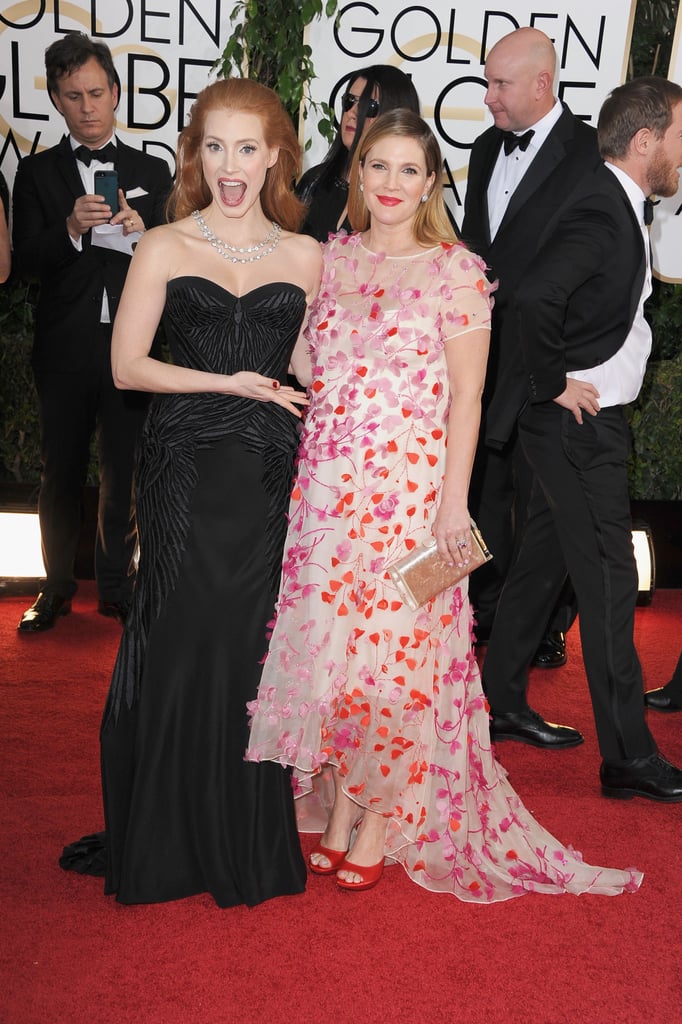 Jessica Chastain couldn't contain her excitement for Drew Barrymore's baby bump in 2014.