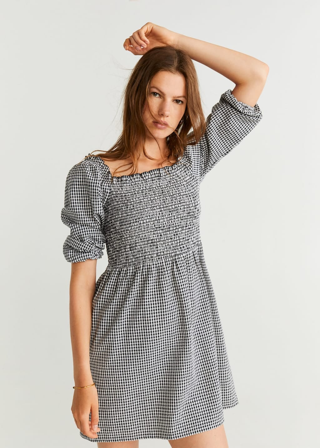 Mango cheap gingham dress