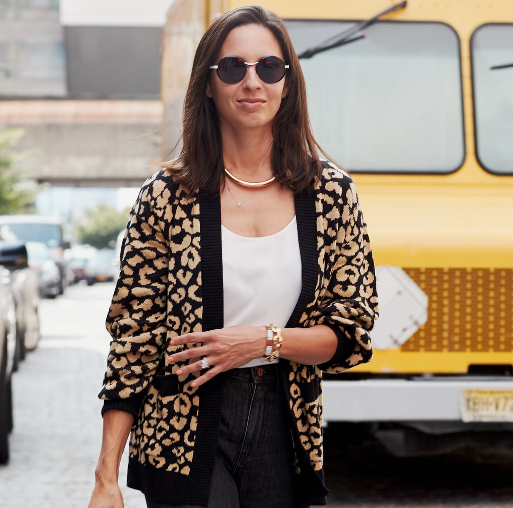 Easy Outfit Idea: Cardigan, Jeans, Mules, and a Bag