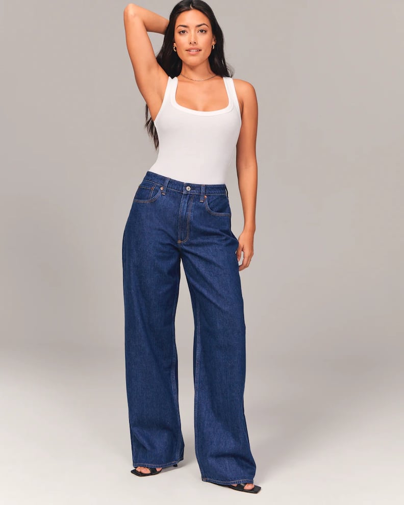 Pooling Wide Leg: Abercrombie Curve Love Mid Rise Ultra Wide Leg Jean