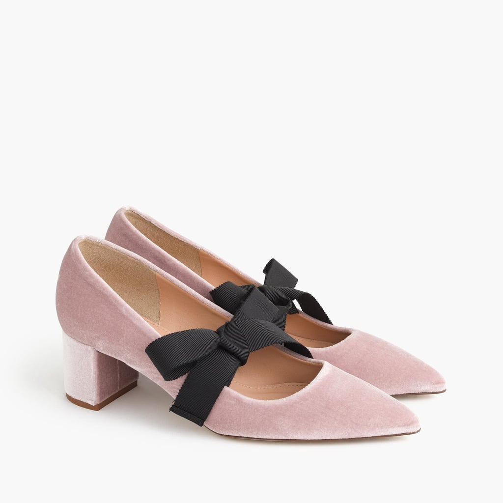 J.Crew Avery Velvet Pumps With Bow
