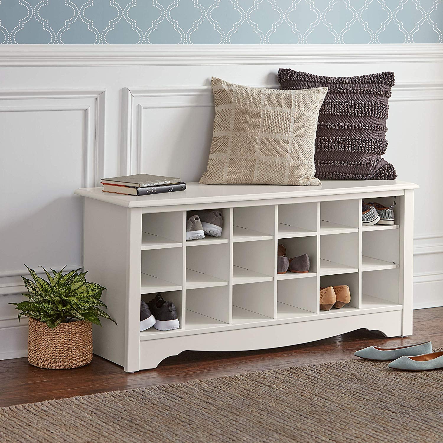 wooden shoe storage rack