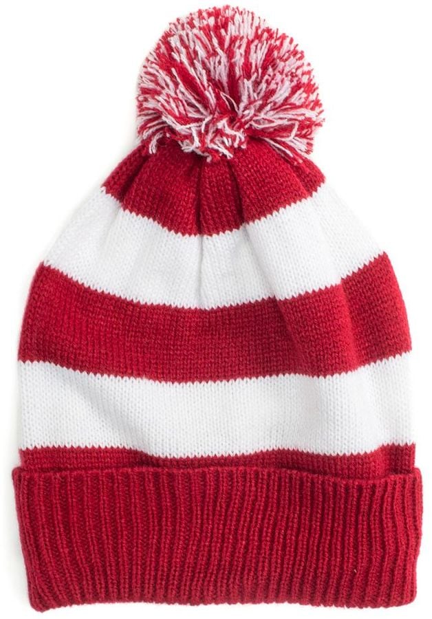 red and white beanie