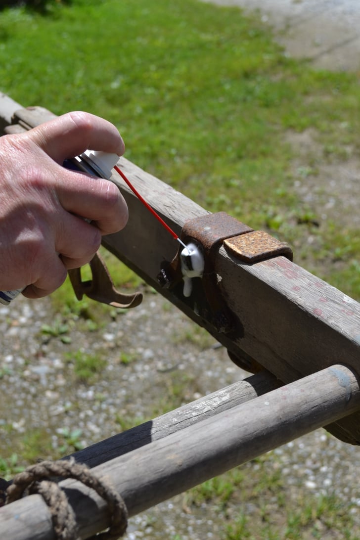 When you're taking the ladders apart, sometimes the rusty hardware is