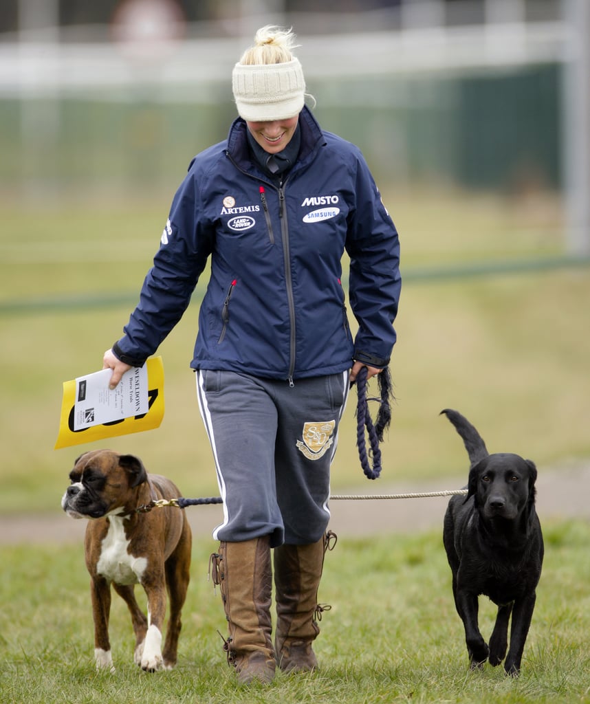Zara Phillips With Spey the Boxer and Pepper the Black Lab