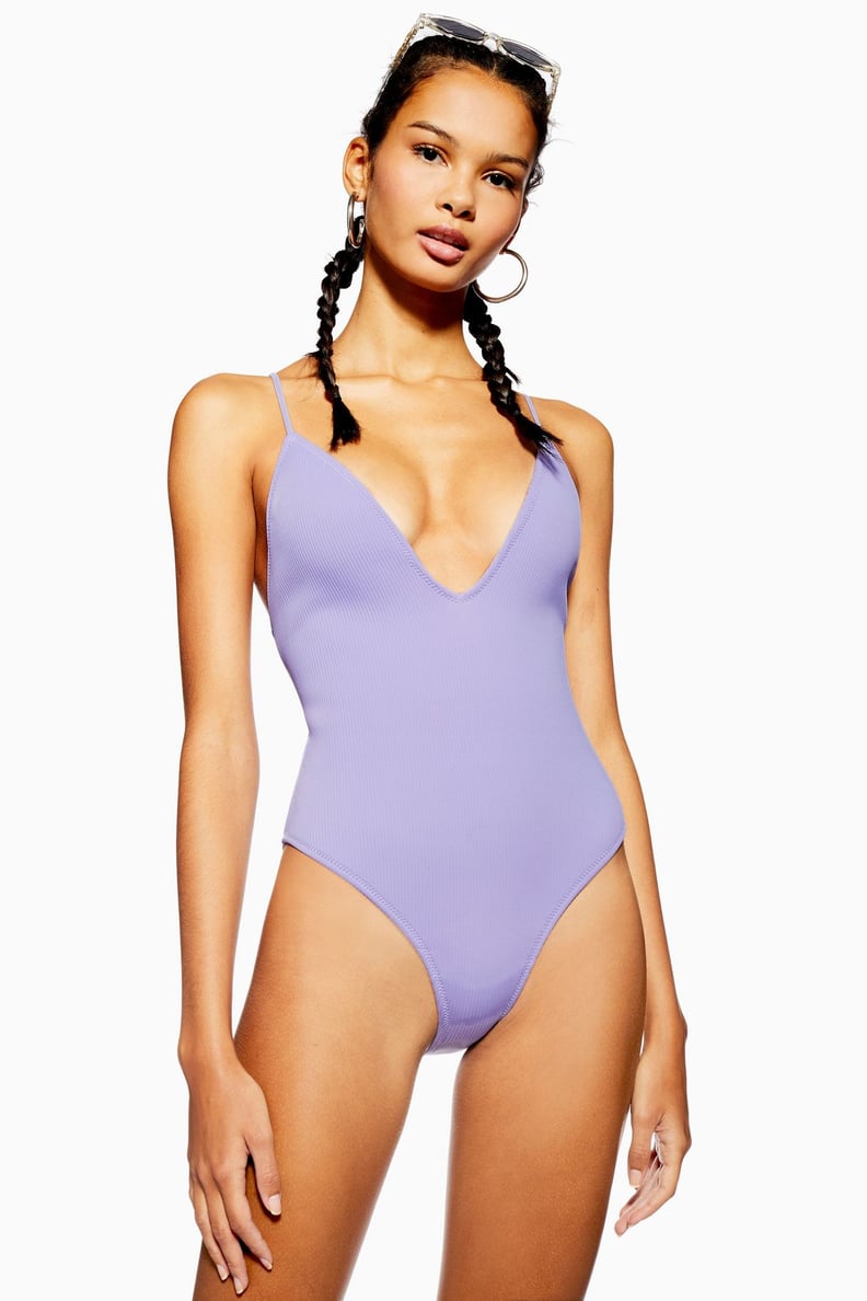 Topshop Premium Lilac Bonded Swimsuit