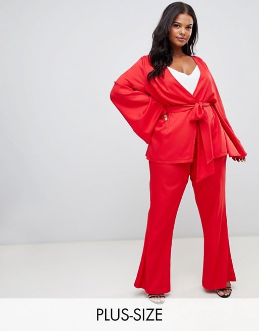 PrettyLittleThing Plus Tailored Wide Leg Pants