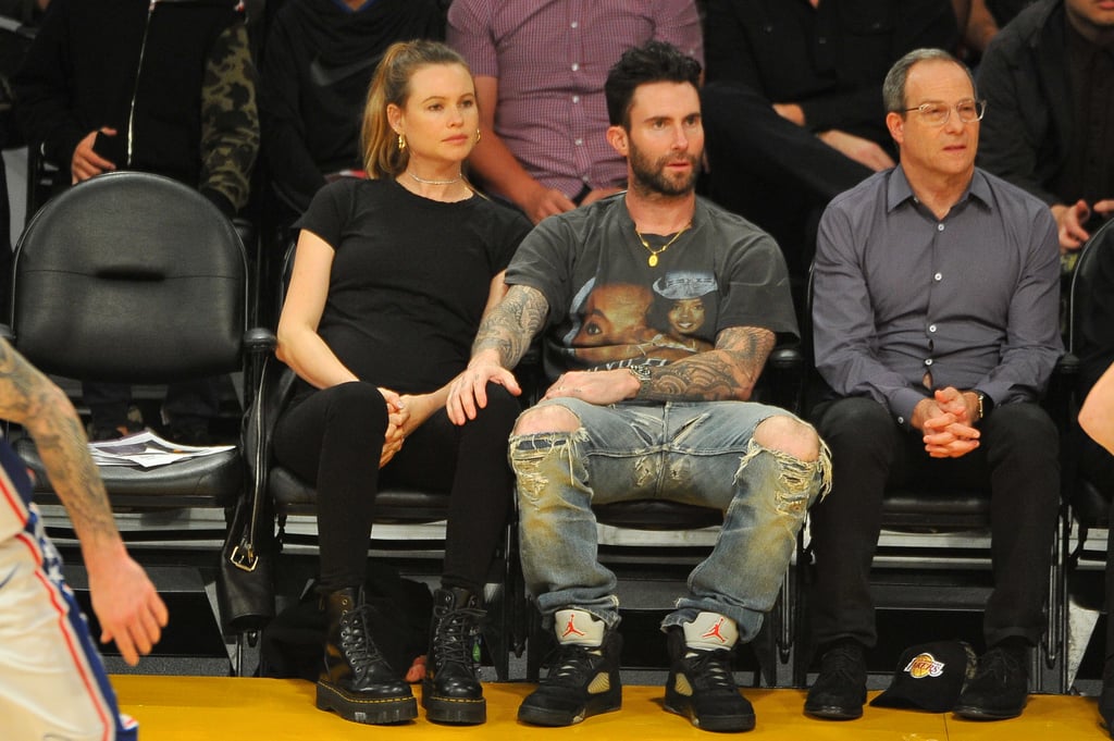 Adam Levine and Behati Prinsloo at LA Lakers Game 2017