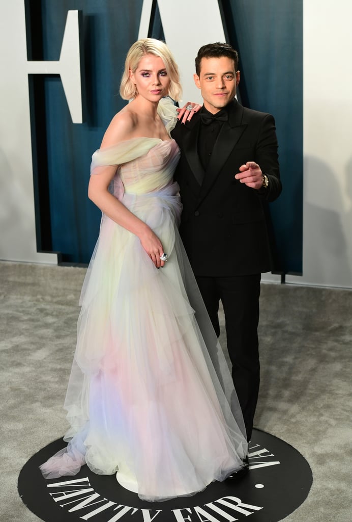 Lucy Boynton and Rami Malek at the Vanity Fair Oscars Party