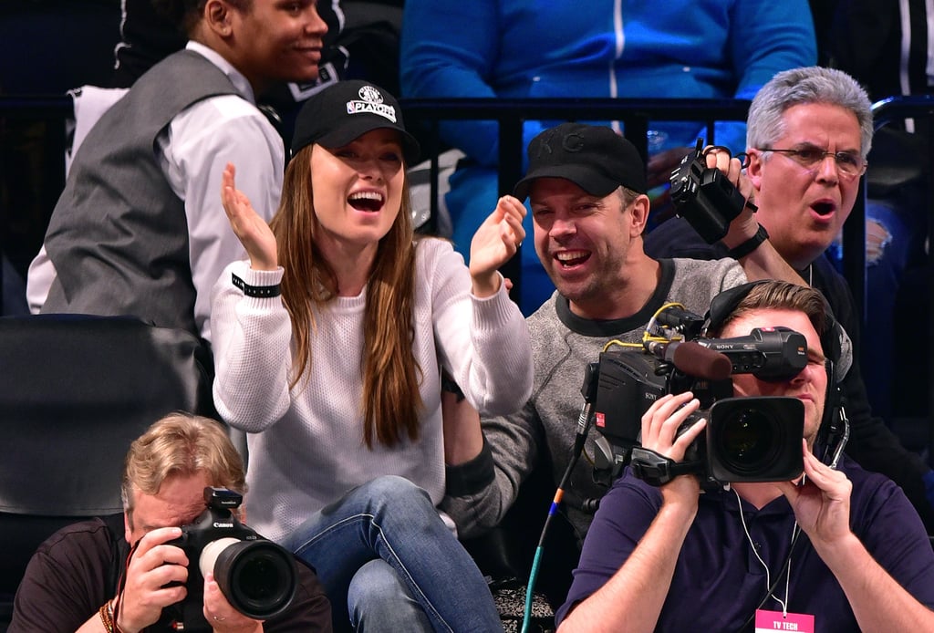 Olivia Wilde and Jason Sudeikis Kiss at Brooklyn Nets Game