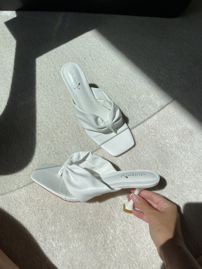 White Heeled Thong Sandals