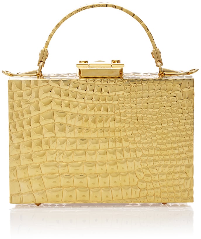 Mark Cross Made to Order Mini Grace Box Bag in Crocodile Stamped 18K Gold ($4,000)