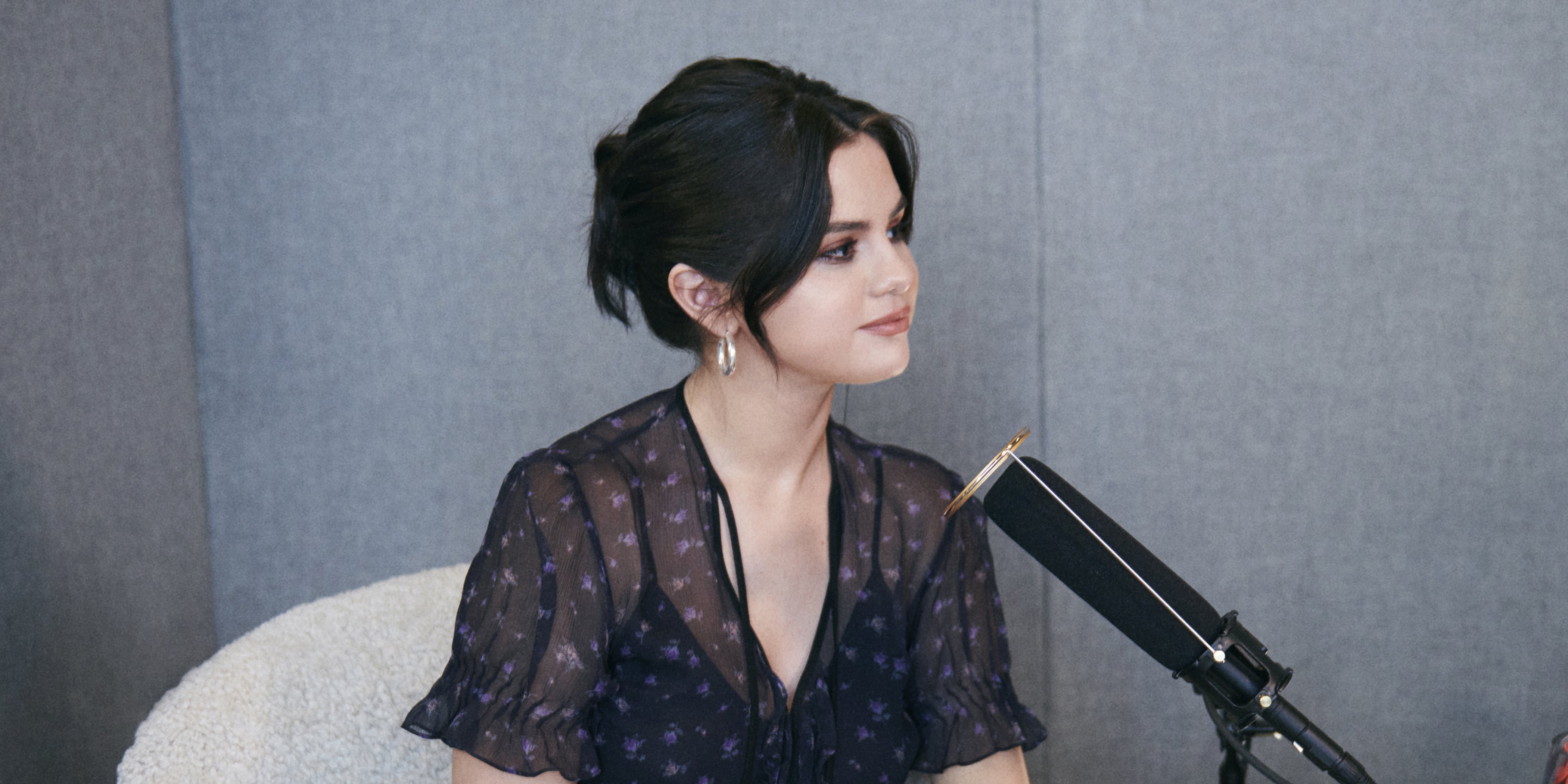 Selena Gomez's Black Floral Dress on Coach Podcast 2019