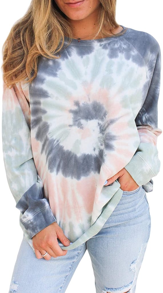 Canikat Women's Tie Dye Printed V Neck Hoodie