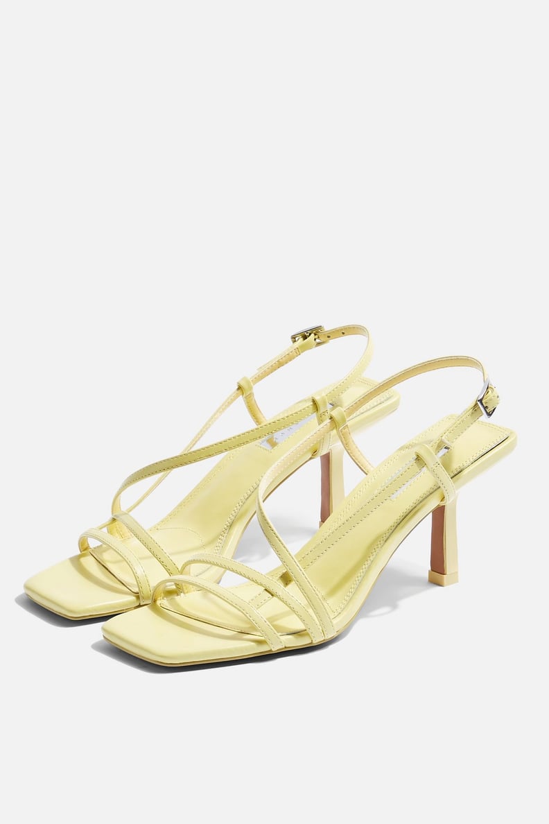 Topshop Strippy Lime Heeled Sandals