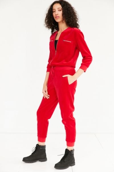Velour Coverall Jumpsuit
