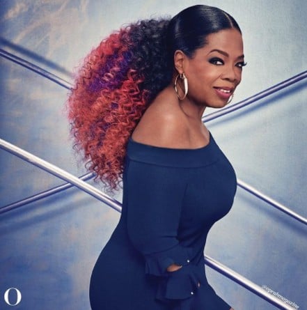 Oprah Wears Purple Hair on the Cover of O Magazine Feb. 2018