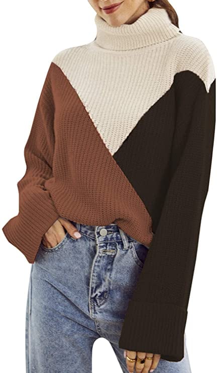 Chase Secret Womens Casual Turtleneck Long Sleeve Loose Chunky