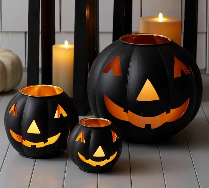 Metal Jack O' Lantern Candle Holders