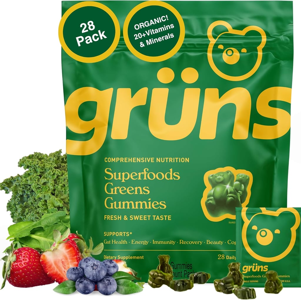 Gruns Adults Super Greens Gummies ($47, originally $67)
Getting your greens has never been more fun. These gummy bears pack over 60 ingredients — fruits, veggies, mushrooms, and adaptogens — into one sweet, candy-like bite. Have them daily for a boost of vitamins and fiber. And judging by the reviews, you'll actually look forward to it.