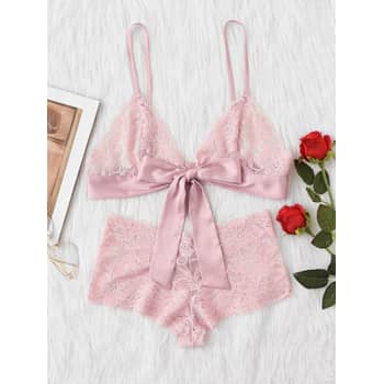 Baby Pink Basic Lace Lingerie Set