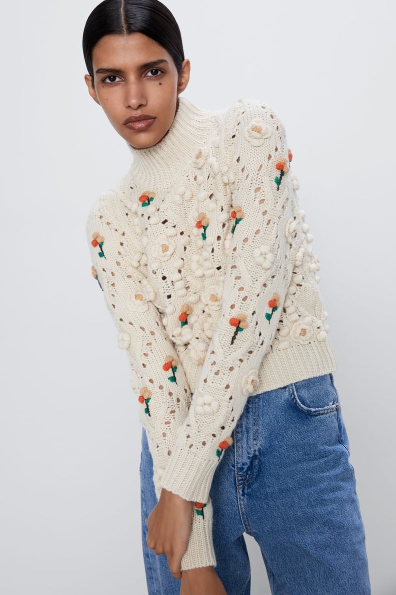 Zara Floral Knit Sweater