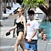 Sophie Turner Black Swimsuit With Joe Jonas in Miami