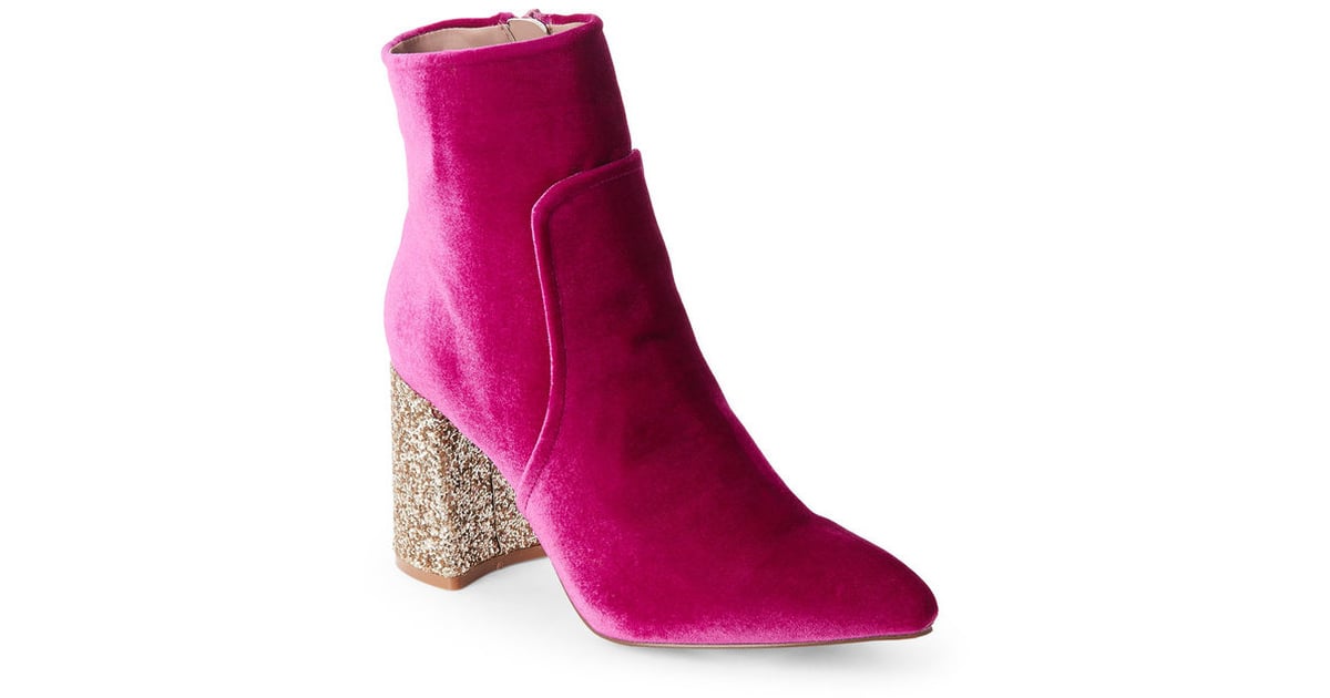 Betsey Johnson Magenta Velvet Kacey Glitter Heel Booties Glitter Shoes POPSUGAR Fashion Photo 15