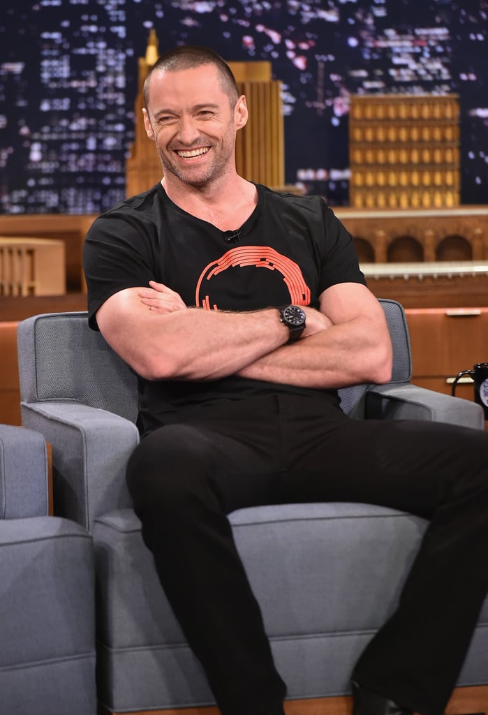 Hugh Jackman smiled wide on The Tonight Show Starring Jimmy Fallon on Wednesday.