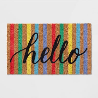 18"X30" Multi Stripe Hello Doormat