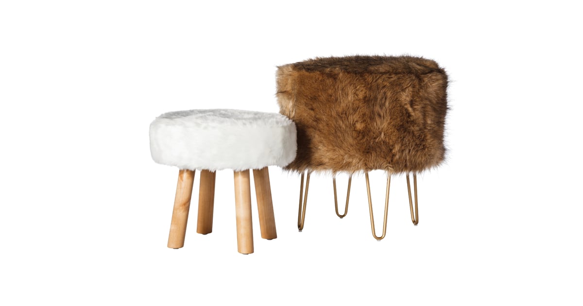 White Ottoman (55) and Faux Fur Ottoman (65) Target Holiday 2015 Home Collection POPSUGAR