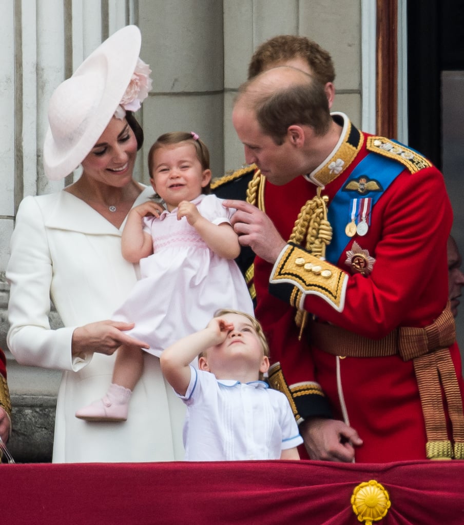 Even Charlotte couldn't resist her father's charm during the annual Trooping the Colour event that same year.