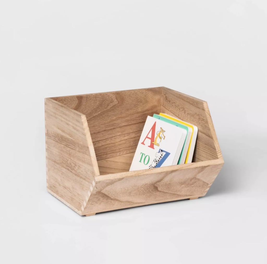 A Stackable Organizer: Pillowfort Stackable Wood Toy Storage Bin