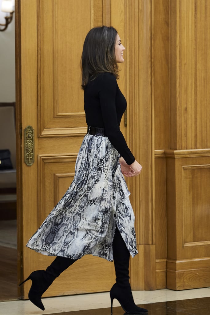Queen Letizia's Zara Snakeskin Skirt