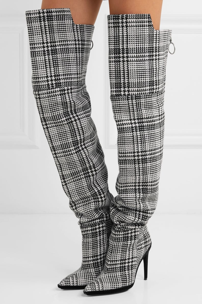 Off-White Tartan Over-the-Knee Boots