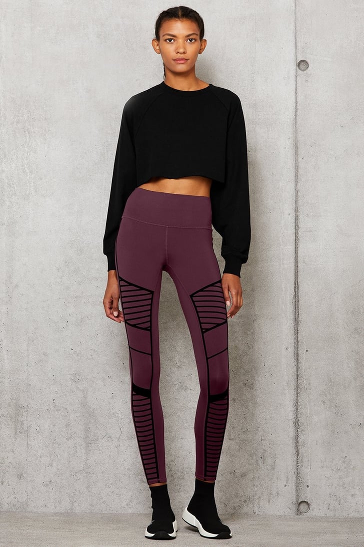 Flocked High-Waist Moto Legging in Black by Alo Yoga