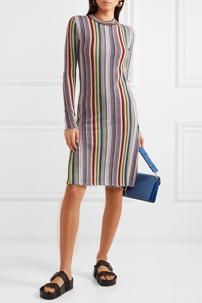 Marques'Almeida Striped Crocheted Merino Wool Minidress