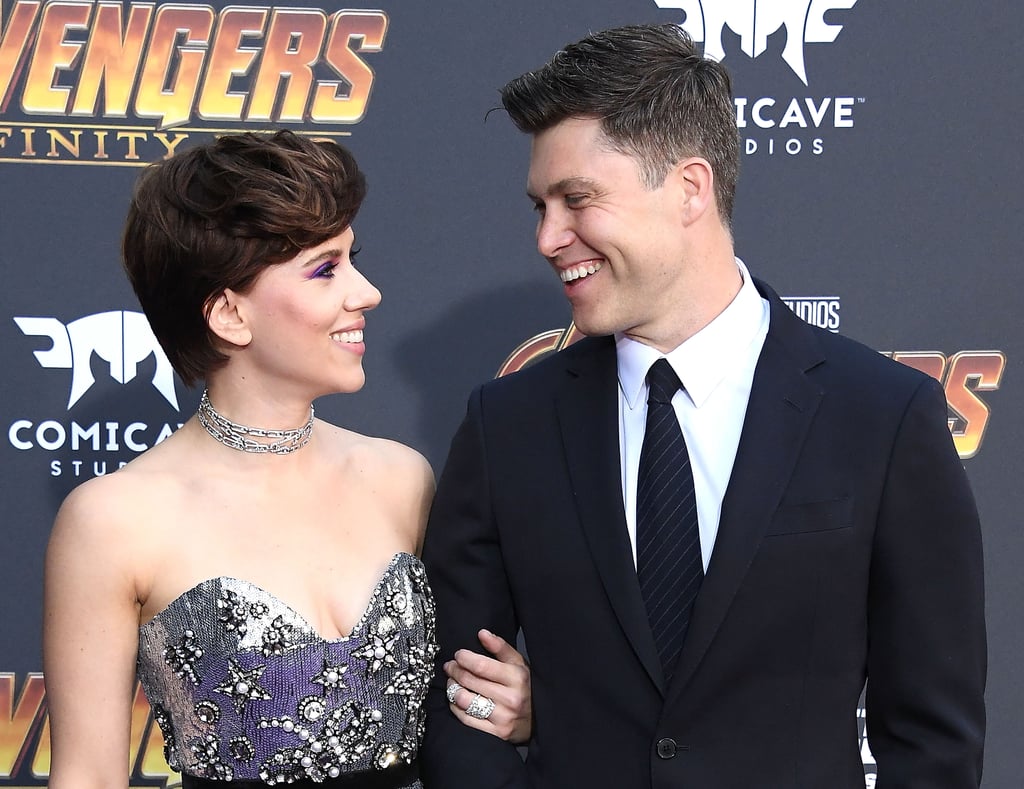 Scarlett Johansson and Colin Jost at Avengers Premiere 2018