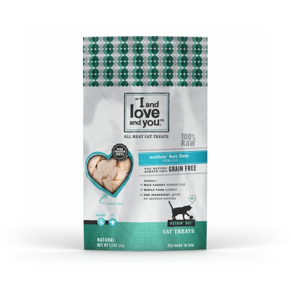 I and Love and You's Nothin' But Fish treats are exactly that: nothing but fish. The company specializes in whole food nutrition that is also grain free and healthy for your pets. And if my cats' opinions are anything to go by, these treats are also really yummy.