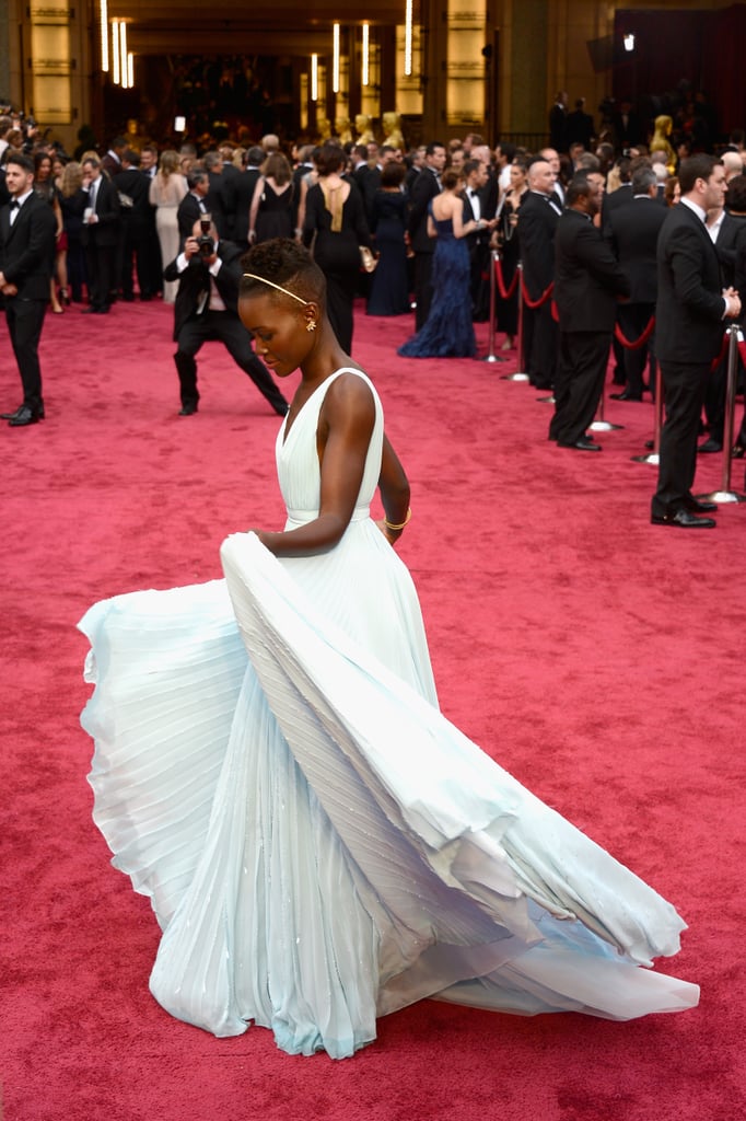 Lupita Nyong'o in Light Blue Prada Dress at Oscars 2014