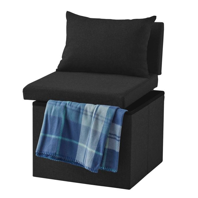Folding Ottoman Chair in Black | The Best Dorm Furniture From Bed Bath