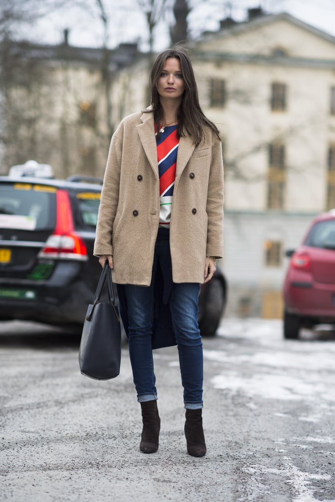 A riff on the classics with red, white, blue, and camel. 
Source: Le 21ème | Adam Katz Sinding