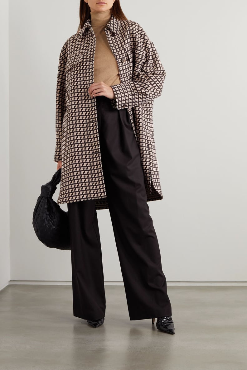 Shop Taylor's Stella McCartney Brown Kerry Oversized Wool-Jacquard Coat