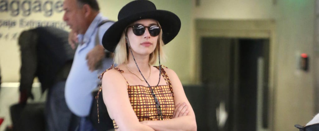Emma Roberts Black Pearl Pumps in Airport